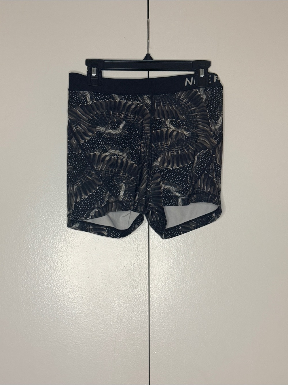 Nike Black and White Patterned Athletic Shorts